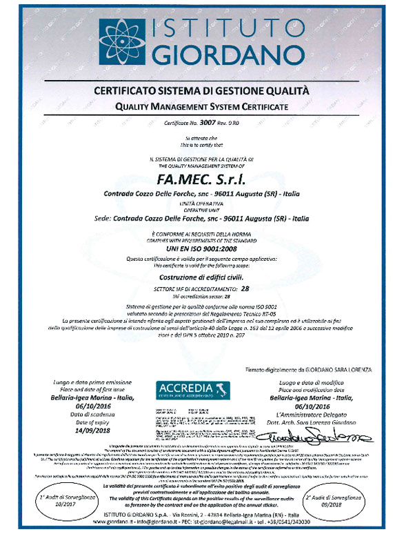 Certificato sistema di gestione ambiente