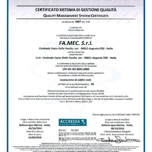 Certificato sistema di gestione ambiente